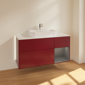 Тумба под раковину Villeroy & Boch Finion 120х50,1 см с подсветкой МДФ пион матовый лак/стекло белое матовое G421GKHB