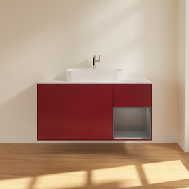 Тумба под раковину Villeroy & Boch Finion 120х50,1 см с подсветкой МДФ пион матовый лак/стекло белое матовое G421GKHB