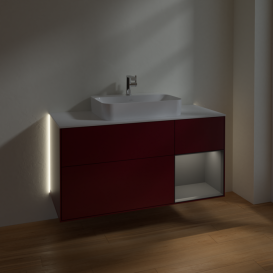 Тумба под раковину Villeroy & Boch Finion 120х50,1 см с подсветкой МДФ пион матовый лак/стекло белое матовое G421GKHB