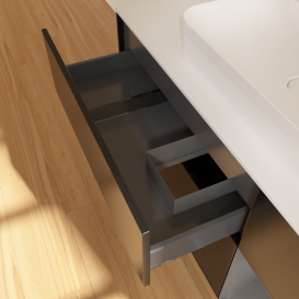 Тумба под раковину Villeroy & Boch Finion 120х50,1 см с подсветкой МДФ черный матовый лак/стекло белое матовое G421GKPD