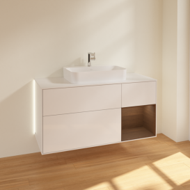 Тумба під раковину Villeroy & Boch Finion 120х50,1 см із підсвічуванням МДФ білий глянцевий лак/скло біле матове G421GNGF