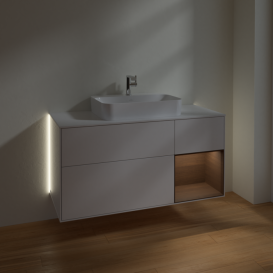 Тумба під раковину Villeroy & Boch Finion 120х50,1 см із підсвічуванням МДФ білий глянцевий лак/скло біле матове G421GNGF