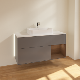 Тумба под раковину Villeroy & Boch Finion 120х50,1 см с подсветкой МДФ антрацит матовый лак/стекло белое матовое G421GNGK