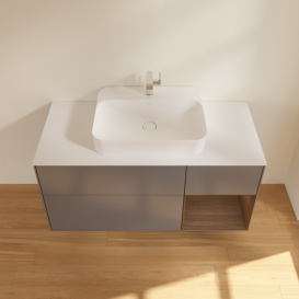 Тумба под раковину Villeroy & Boch Finion 120х50,1 см с подсветкой МДФ антрацит матовый лак/стекло белое матовое G421GNGK