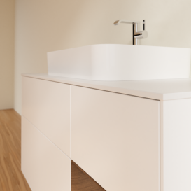 Тумба под раковину Villeroy & Boch Finion 120х50,1 см с подсветкой МДФ белый матовый лак/стекло черное матовое G421GNMT