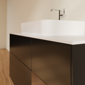 Тумба под раковину Villeroy & Boch Finion 120х50,1 см с подсветкой МДФ черный матовый лак/стекло черное матовое G421GNPD