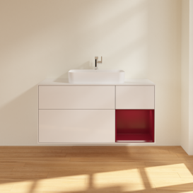 Тумба под раковину Villeroy & Boch Finion 120х50,1 см с подсветкой МДФ глянцевый белый лак/стекло белое матовое G421HBGF