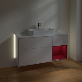 Тумба под раковину Villeroy & Boch Finion 120х50,1 см с подсветкой МДФ глянцевый белый лак/стекло белое матовое G421HBGF