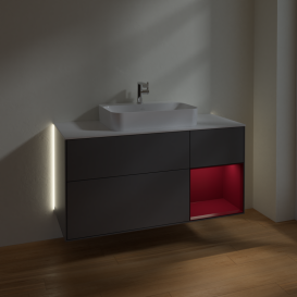 Тумба под раковину Villeroy & Boch Finion 120х50,1 см с подсветкой МДФ антрацит матовый лак/стекло белое матовое G421HBGK