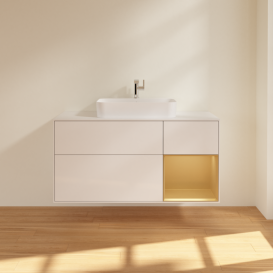 Тумба под раковину Villeroy & Boch Finion 120х50,1 см с подсветкой МДФ глянцевый белый лак/стекло белое матовое G421HFGF