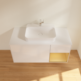 Тумба под раковину Villeroy & Boch Finion 120х50,1 см с подсветкой МДФ глянцевый белый лак/стекло белое матовое G421HFGF