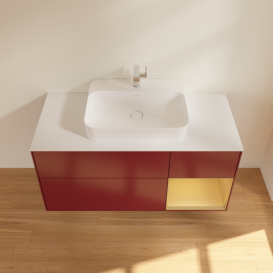 Тумба под раковину Villeroy & Boch Finion 120х50,1 см с подсветкой МДФ пион матовый лак/стекло белое матовое G421HFHB