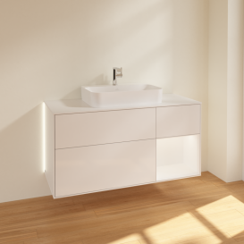 Тумба под раковину Villeroy & Boch Finion 120х50,1 см с подсветкой МДФ глянцевый белый лак/стекло белое матовое G421MTGF