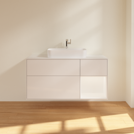 Тумба под раковину Villeroy & Boch Finion 120х50,1 см с подсветкой МДФ глянцевый белый лак/стекло белое матовое G421MTGF