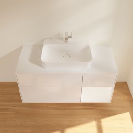 Тумба под раковину Villeroy & Boch Finion 120х50,1 см с подсветкой МДФ глянцевый белый лак/стекло белое матовое G421MTGF