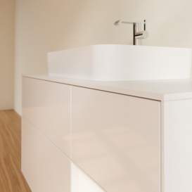 Тумба под раковину Villeroy & Boch Finion 120х50,1 см с подсветкой МДФ глянцевый белый лак/стекло белое матовое G421MTGF