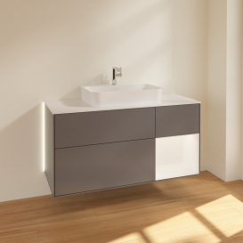 Тумба під раковину Villeroy & Boch Finion 120х50,1 см із підсвічуванням МДФ антрацит матовий лак/скло біле матове G421MTGK