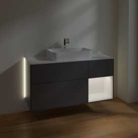 Тумба під раковину Villeroy & Boch Finion 120х50,1 см із підсвічуванням МДФ антрацит матовий лак/скло біле матове G421MTGK