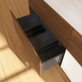 Тумба под раковину Villeroy & Boch Finion 120х50,1 см с подсветкой МДФ шпон грецкого ореха/стекло белое матовое G421MTGN