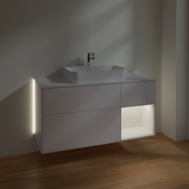 Тумба под раковину Villeroy & Boch Finion 120х50,1 см с подсветкой МДФ белый матовый лак/стекло белое матовое G421MTMT