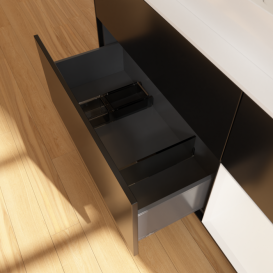 Тумба под раковину Villeroy & Boch Finion 120х50,1 см с подсветкой МДФ черный матовый лак/стекло белое матовое G421MTPD