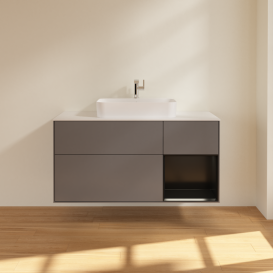 Тумба под раковину Villeroy & Boch Finion 120х50,1 см с подсветкой МДФ антрацит матовый лак/стекло белое матовое G421PDGK