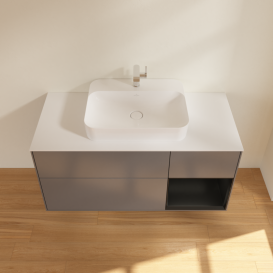 Тумба под раковину Villeroy & Boch Finion 120х50,1 см с подсветкой МДФ антрацит матовый лак/стекло белое матовое G421PDGK