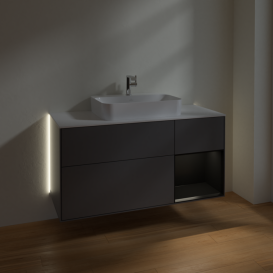 Тумба под раковину Villeroy & Boch Finion 120х50,1 см с подсветкой МДФ антрацит матовый лак/стекло белое матовое G421PDGK