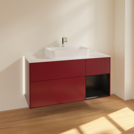 Тумба под раковину Villeroy & Boch Finion 120х50,1 см с подсветкой МДФ пион матовый лак/стекло белое матовое G421PDHB