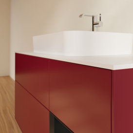 Тумба под раковину Villeroy & Boch Finion 120х50,1 см с подсветкой МДФ пион матовый лак/стекло белое матовое G421PDHB