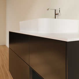 Тумба под раковину Villeroy & Boch Finion 120х50,1 см с подсветкой МДФ черный матовый лак/стекло белое матовое G421PDPD