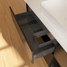 Тумба под раковину Villeroy & Boch Finion 120х50,1 см с подсветкой МДФ черный матовый лак/стекло белое матовое G421PDPD