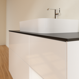 Тумба под раковину Villeroy & Boch Finion 120х50,1 см с подсветкой МДФ глянцевый белый лак/стекло черное матовое G422GFGF