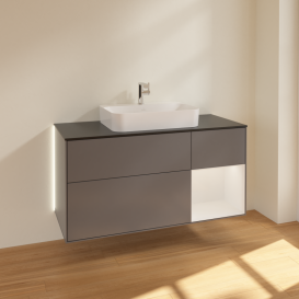 Тумба под раковину Villeroy & Boch Finion 120х50,1 см с подсветкой МДФ антрацит матовый лак/стекло черное матовое G422GFGK