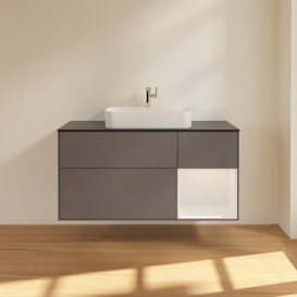 Тумба под раковину Villeroy & Boch Finion 120х50,1 см с подсветкой МДФ антрацит матовый лак/стекло черное матовое G422GFGK