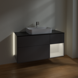 Тумба под раковину Villeroy & Boch Finion 120х50,1 см с подсветкой МДФ антрацит матовый лак/стекло черное матовое G422GFGK