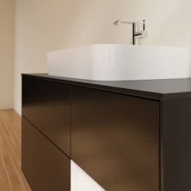 Тумба под раковину Villeroy & Boch Finion 120х50,1 см с подсветкой МДФ черный матовый лак/стекло черное матовое G422GFPD