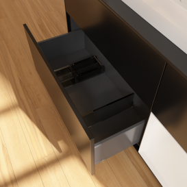 Тумба под раковину Villeroy & Boch Finion 120х50,1 см с подсветкой МДФ черный матовый лак/стекло черное матовое G422GFPD