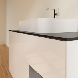 Тумба под раковину Villeroy & Boch Finion 120х50,1 см с подсветкой МДФ глянцевый белый лак/стекло черное матовое G422GKGF