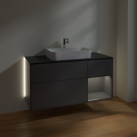 Тумба под раковину Villeroy & Boch Finion 120х50,1 см с подсветкой МДФ антрацит матовый лак/стекло черное матовое G422GKGK