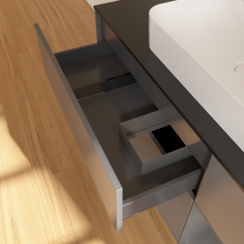 Тумба под раковину Villeroy & Boch Finion 120х50,1 см с подсветкой МДФ антрацит матовый лак/стекло черное матовое G422GKGK