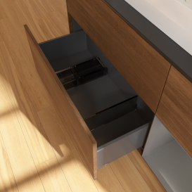 Тумба под раковину Villeroy & Boch Finion 120х50,1 см с подсветкой МДФ шпон грецкого ореха/стекло черное матовое G422GKGN