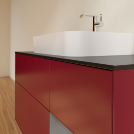 Тумба под раковину Villeroy & Boch Finion 120х50,1 см с подсветкой МДФ пион матовый лак/стекло черное матовое G422GKHB