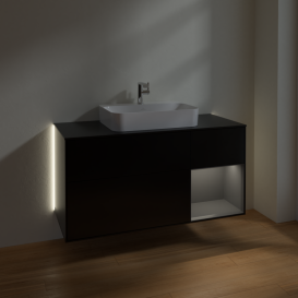 Тумба под раковину Villeroy & Boch Finion 120х50,1 см с подсветкой МДФ черный матовый лак/стекло черное матовое G422GKPD