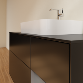 Тумба под раковину Villeroy & Boch Finion 120х50,1 см с подсветкой МДФ черный матовый лак/стекло черное матовое G422GKPD