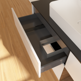 Тумба под раковину Villeroy & Boch Finion 120х50,1 см с подсветкой МДФ глянцевый белый лак/стекло черное матовое G422GNGF