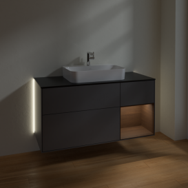 Тумба под раковину Villeroy & Boch Finion 120х50,1 см с подсветкой МДФ антрацит матовый лак/стекло черное матовое G422GNGK
