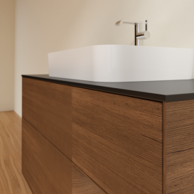 Тумба под раковину Villeroy & Boch Finion 120х50,1 см с подсветкой МДФ шпон грецкого ореха/стекло черное матовое G422GNGN