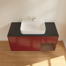 Тумба под раковину Villeroy & Boch Finion 120х50,1 см с подсветкой МДФ пион матовый лак/стекло черное матовое G422GNHB