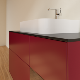 Тумба под раковину Villeroy & Boch Finion 120х50,1 см с подсветкой МДФ пион матовый лак/стекло черное матовое G422GNHB